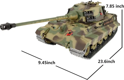 Vista 5 de Edición modificada 1/16 2.4ghz Control remoto alemán King Tiger Henschel modelo de tanque (torreta giratoria de 360 grados)