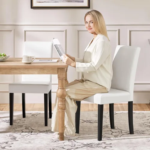 Vista 2 de Yaheetech Juego de 2 Sillas de Comedor Modernas de Cuero Sintético para Comedor con Patas de Madera de Goma y Asiento Acolchado para Cocina/Sala
