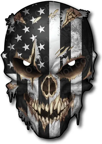 Vista 16 de Calcomanía de calavera – Calcomanías de calavera prémium para camiones y automóviles – Calcomanías de bandera estadounidense con calavera roja