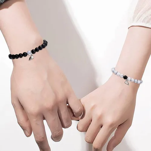Vista 4 de Pulseras para parejas, para él y ella, regalos a juego, pulseras de joyería