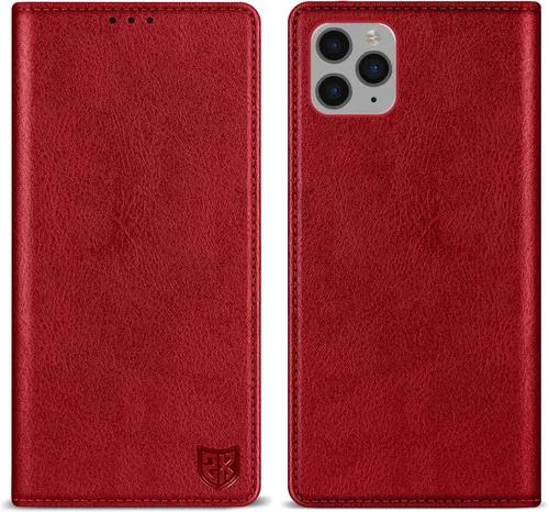 Vista 23 de ZZXX Funda tipo cartera para iPhone 11 Pro Max con bloqueo RFID, soporte de ranura para tarjetas, funda protectora de cuero magnético fuerte