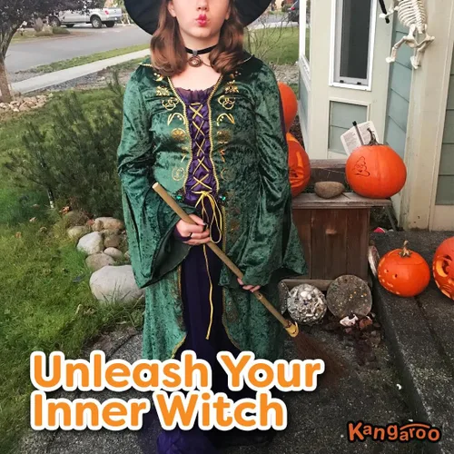 Vista 8 de Kangaroo 36" Bamboo Witch Broom Prop - Wizard Staff Witch Broomstick Magic Broom for Kids, Teens & Adults - Halloween Porch Decor Front Outdoor Fall