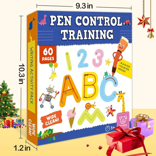 Vista 6 de Actividades de Aprendizaje Preescolar 60 Páginas Reutilizables, Libro de Práctica de Escritura de Letras y Números para Niños, Juguetes