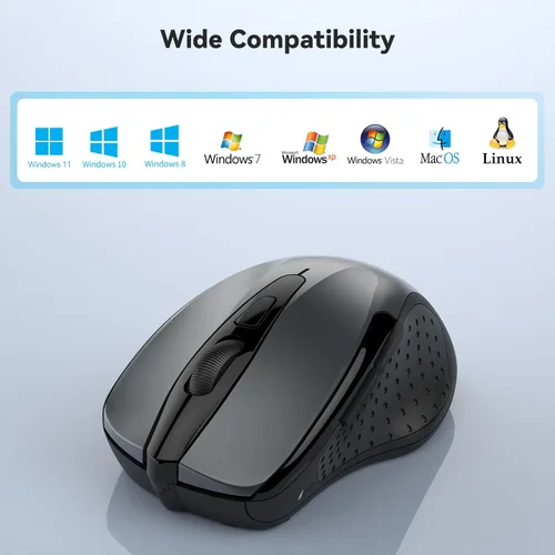 Vista 7 de TECKNET Ratón Bluetooth inalámbrico con 6 botones, 5 niveles de DPI ajustables, duración de la batería de 24 meses, mouse ergonómico
