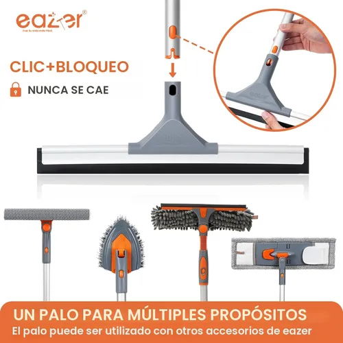 Vista 6 de Eazer Escoba de rasqueta para suelo: cepillo de limpieza de servicio pesado con poste de aluminio extensible de 50.3' y hoja de goma para cocina