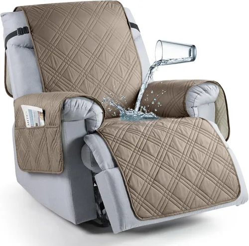 Vista 17 de TAOCOCO Funda para silla reclinable 100% impermeable que se mantiene en su lugar, fundas reclinables para sillas reclinables pequeñas con bolsillo