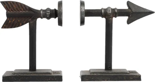 Vista 11 de Creative Co-Op Sujetalibros de hierro fundido en forma de flecha de bronce (juego de 2 piezas)
