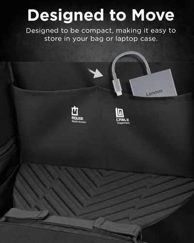 Vista 4 de Lenovo USB-C 4 en 1 Hub de Viaje con Cable Integrado, 1x HDMI 4K @ 60Hz, 2X USB-A 3.2, 1x Combo 3.5mm, Gris Luna – Portátil, Compacto, Conectividad