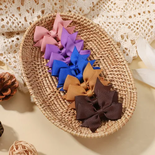 Vista 6 de 40 piezas de clips de lazos para el cabello de bebé de 2 pulgadas para niñas, cinta de grogrén totalmente forrada, clips para el cabello de bebés