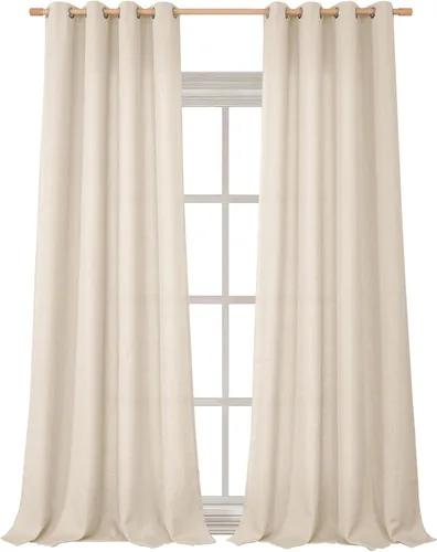 Vista 33 de BGment Cortinas de 45 pulgadas de largo, juego de 2 paneles para dormitorio, con ojales, aspecto de lino grueso, arpillera texturizada, filtrado