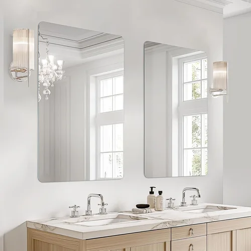 Vista 25 de USHOWER - Juego de 2 espejos negros para baño sobre lavabo de 56 x 76 cm, espejo rectangular de marco metálico, espejo de tocador moderno