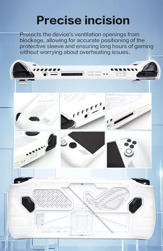 Vista 7 de Funda protectora para ASUS ROG Ally, funda de TPU para ASUS ROG Ally con soporte, incluye 2 protectores de pantalla de vidrio templado ASUS ROG