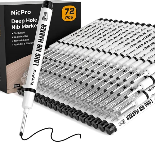 Vista 7 de Nicpro 6 marcadores de punta larga, marcadores de agujero profundo de 0.78 pulgadas, marcadores de construcción de secado rápido e impermeables