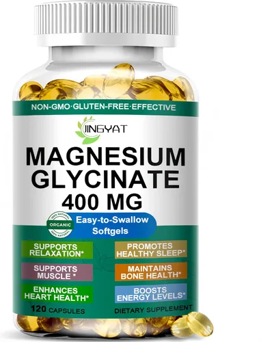 Cápsulas blandas de glicinato de magnesio, glicinato de magnesio puro de alta absorción, 400 mg para dormir, calma, relajación muscular, apoyo
