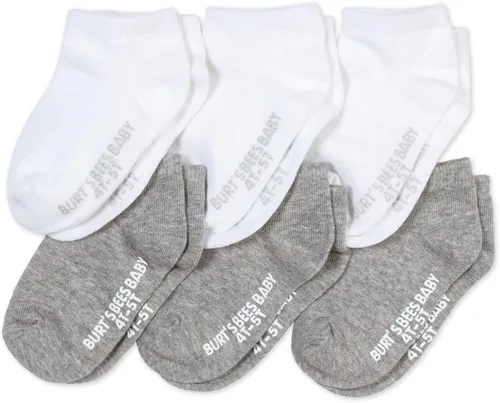 Vista 10 de Burt's Bees Baby Calcetines de tobillo para bebés niñas con agarres antideslizantes (paquete de 6)