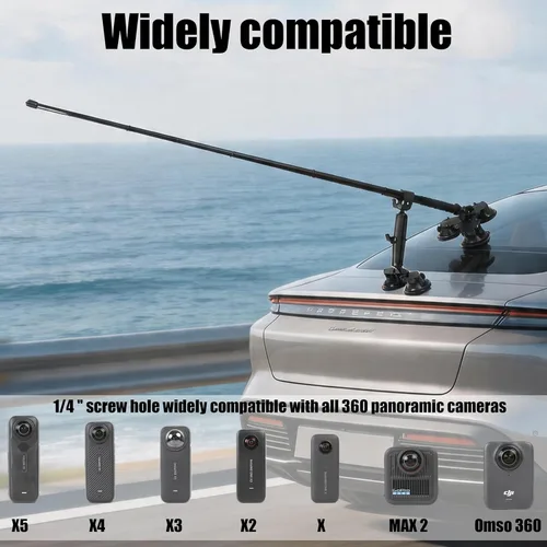 Vista 2 de PellKing Soporte de coche de succión para Insta360 x5, x4, x3, x2, x, One RS, R, compatible con cámara GoPro Max DJI OSMO 360, kit de montaje
