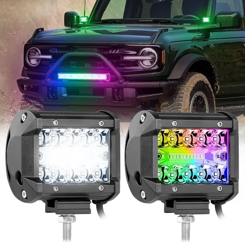 Vista 9 de Luces de cápsulas RGB de 4 pulgadas, 2 unidades de barra de luz LED RGB de 4 pulgadas, cápsulas de luz de persecución de color, luces multicolor