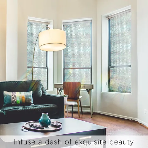 Vista 6 de Fireworx Película para ventana de arco iris, prisma iridiscente, mosaico de mosaico para ventana, película de privacidad con bloqueo UV, cubierta