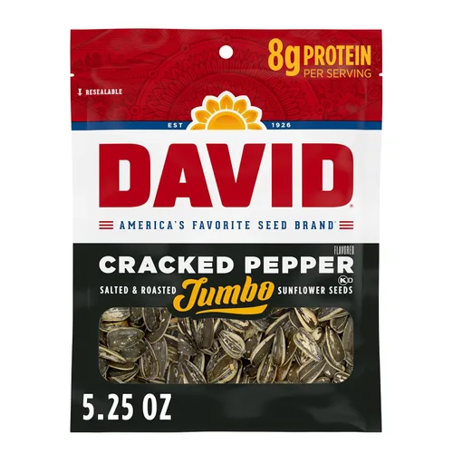 DAVID Semillas de girasol jumbo, sabor a pimienta agrietada, relleno de cesta de Pascua para jugadores de béisbol, 5.25 onzas
