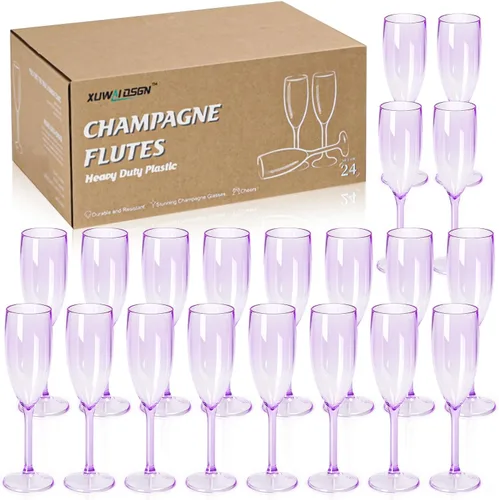 Vista 13 de XUWAIDSGN Copas de vino de plástico reutilizables, 10 unidades, copas de vino de plástico vintage a granel, copas de bar de mimosa, copas de barra
