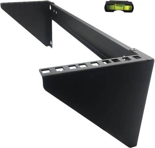 Vista 8 de JINGCHENGMEI Estante vertical de montaje en pared de 1U de 19 pulgadas, soporte de panel de conexión de montaje en pared resistente para equipos