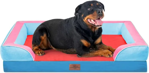 Vista 215 de Comfort Expression - Cama ortopédica para perros medianos de 30x20 pulgadas, cama impermeable de espuma de huevera para mascotas medianas