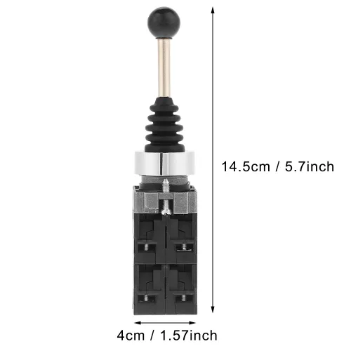 Vista 2 de Interruptor de palanca de mando de 4 posiciones AC 380V DC 220V Momentary Spring Return Monolever Joystick Switch Momentary Joy Stick, Negro