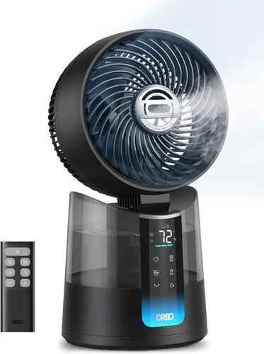 DREO TurboCool Ventilador de nebulización 516, oscilación omnidireccional de 150°+30°, ventilador de enfriamiento de escritorio de caída de 5 ℉,