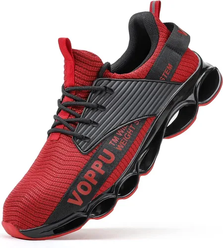 koppu Zapatos de punta de acero para hombre, ligeros, antideslizantes, de seguridad, cómodos, transpirables, de construcción industrial