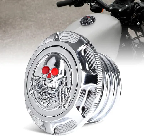 Vista 8 de Tapa de tanque de combustible de aluminio para Harley Sportster XL 1200 883 X48 Road King Softail Dyna Touring, rosca derecha, sin ventilación