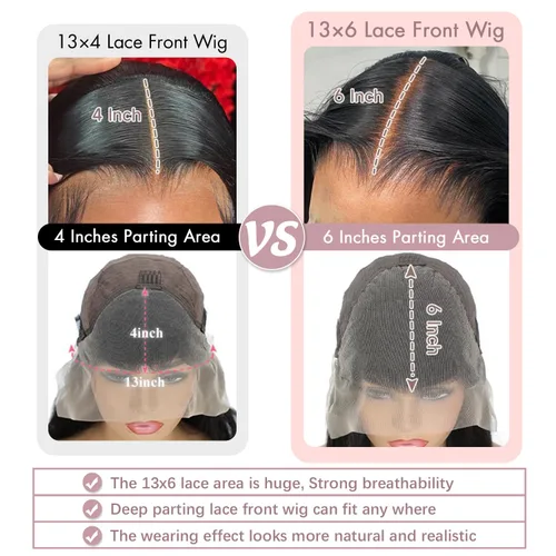 Vista 2 de Pelucas de cabello humano lacio prearrancado de 13 x 6 pulgadas, pelucas de cabello humano de densidad 200 HD transparente con encaje frontal