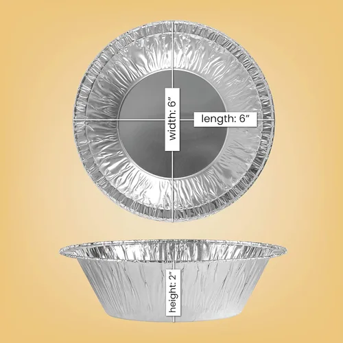 Vista 2 de PLASTICPRO - Sartenes desechables de aluminio para pastel de 6 pulgadas con papel de aluminio, aptas para congelador y horno - Para hornear