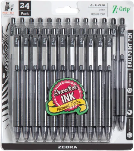 Vista 21 de Zebra Pen Z-Grip - Bolígrafo retráctil de punta media, 3/64 pulgadas, tinta negra, 18