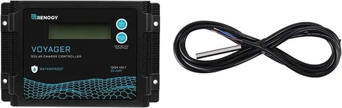 Renogy Paquete de controlador de carga solar Voyager 20A 12V/24V con sensor de temperatura de batería