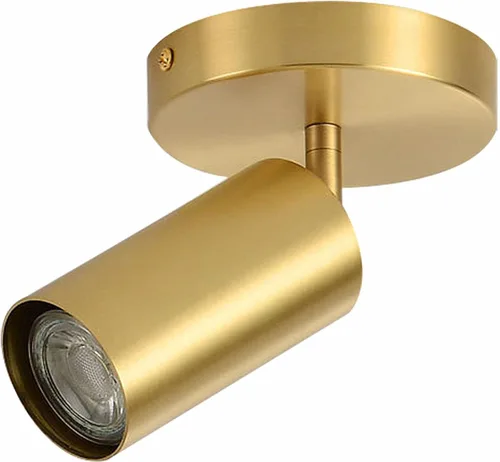 BOKT Kit de iluminación LED moderna de riel de 1 luces, accesorios de foco de oro cepillado, montaje en techo de latón mate para interiores, lámpara