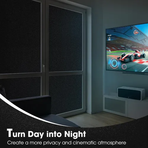 Vista 2 de Coavas Película opaca para ventana, adherencia estática 100% bloqueo UV, película de privacidad para ventana, oscurecimiento de habitación, película