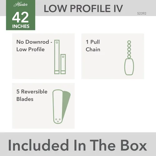 Vista 5 de Hunter Fan Company 52392 - Ventilador de techo de perfil bajo, color negro mate