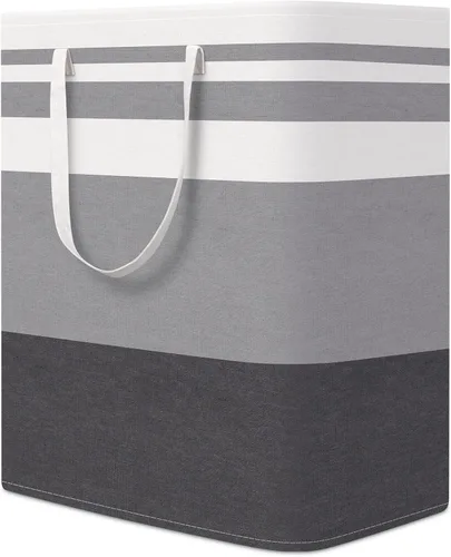 Vista 16 de HomeHacks Cesta grande de lavandería, canasta de lavandería impermeable, cesta de ropa independiente, cesta alta plegable con asas extendidas