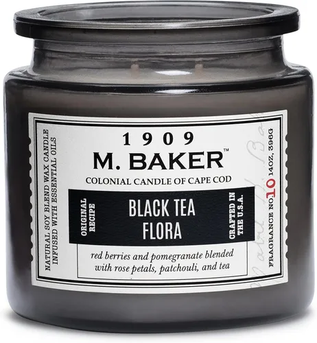 Vista 7 de Colonial Candle Vela perfumada en tarro de Té Negro Flora Vela de cera de mezcla de soja natural de 2 mechas para el hogar Vela relajante