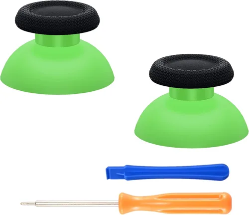 eXtremeRate Palancas de repuesto verdes y negras para controlador PS5, joystick analógico de doble color personalizado para controlador PS4 universal