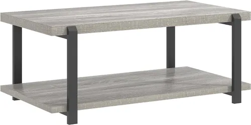 Vista 27 de FOLUBAN Mesa de centro negra, moderna mesa central de madera rústica con almacenamiento para sala de estar, mesa de té de cóctel rectangular