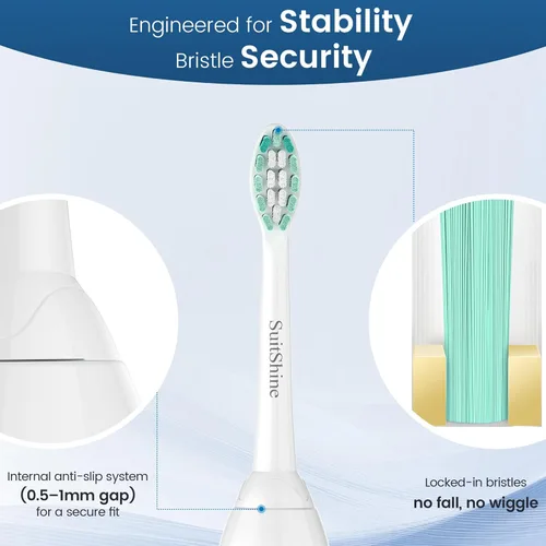 Vista 5 de SuitShine Cabezales de repuesto para cepillos de dientes compatibles con Philips Sonicare y más mangos de clic, paquete de 14 unidades, color blanco