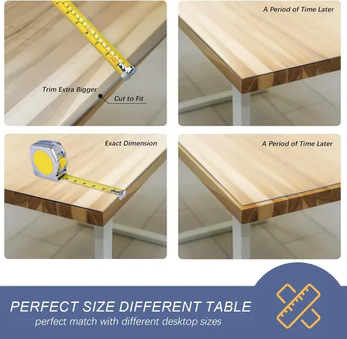 Vista 7 de Vicwe Protector de Mesa Transparente de 20 x 60 Pulgadas, Protector de Mesa Transparente de 1,5 mm de Grosor, Cubierta de Mesa Rectangular