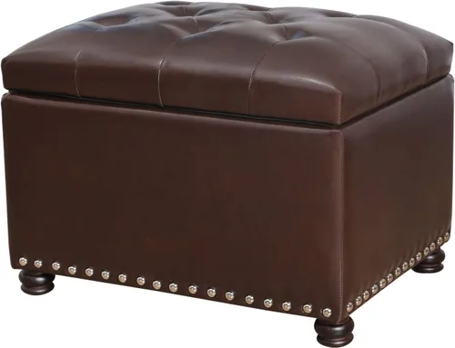 Vista 103 de Joveco Banco otomano de almacenamiento rectangular de tela, reposapiés, 24 pulgadas, moderno, copetudo, para dormitorio, asiento para entrada