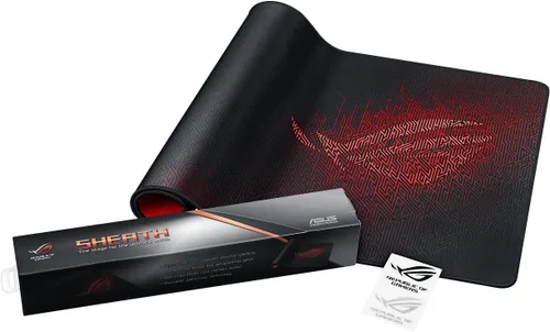 Vista 6 de ASUS ROG Sheath - Alfombrilla de mouse para juegos, 35.4 x 17.3 pulgadas, superficie extragrande, seguimiento preciso de píxeles, bordes cosidos