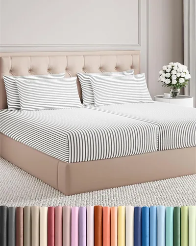 Vista 118 de Juego de sábanas Split King de 7 piezas - Incluye 4 fundas de almohada - Sábanas Split King - Ropa de cama de hotel de lujo suave - Refrescante