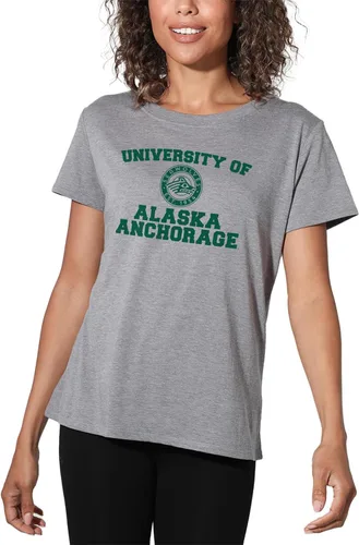 Vista 420 de Colección oficial de camisetas sueltas con logotipo de círculo envejecido universitario para mujer, jaspeado atlético