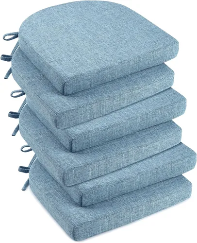 Vista 8 de downluxe Cojines para sillas de interior para sillas de comedor, almohadillas de espuma texturizada suaves y cómodas para sillas de cocina con lazos