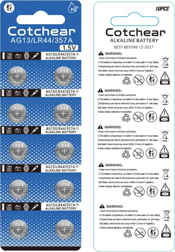 Vista 5 de Cotchear 10 pilas de botón Ag13 LR44 SR44 L1154 A76 LR1154 357A batería de botón