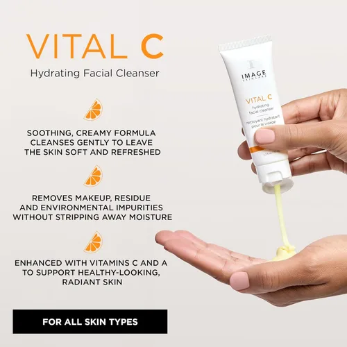 Vista 2 de IMAGE Skincare, VITAL C Hydrating Facial Cleanser, Gentle Face Wash with Vitamin C, E and A